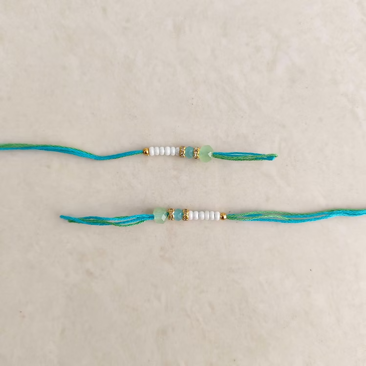 Cyan Readymade Rakhi Thread Pair