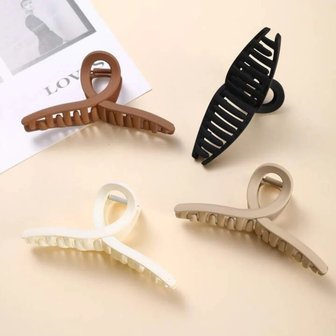 4 Pcs Matt T Claw Clip Pack – Premium Hair Clutcher Mixed Colors