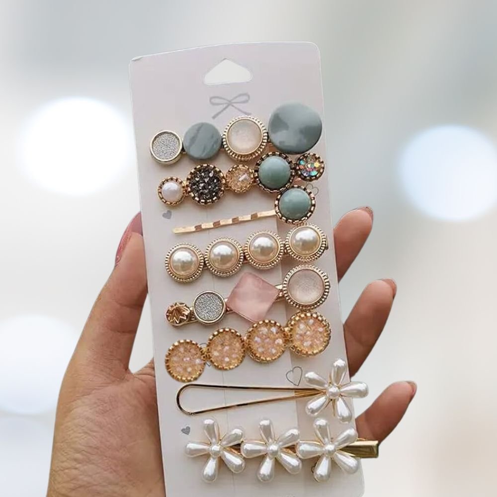 Set of 8 Embellished Hair Clips