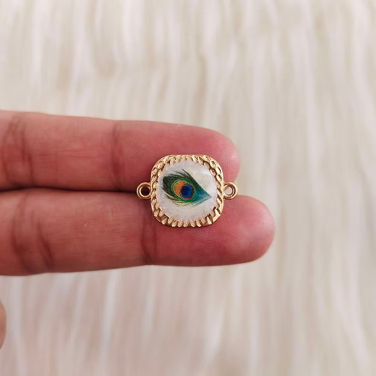 Square Morpankh Rakhi Charm for DIY Rakhi & Bracelet Making