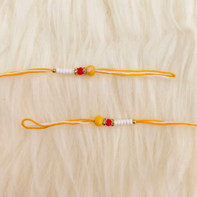 Yellow Readymade Rakhi Thread Pair