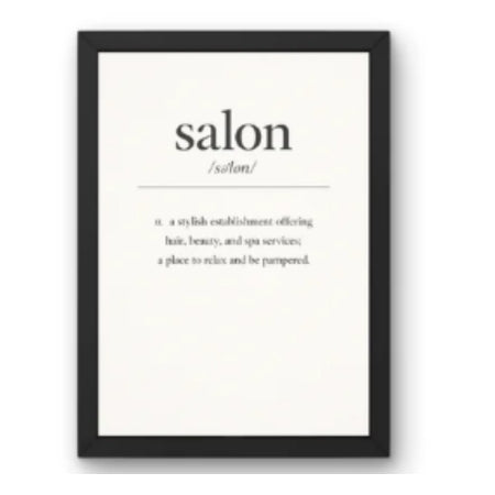 SAL-A-065 Salon Wall Decor A4 Frame | Modern Beauty Parlour & Hair Studio Wall Art with Black Wooden Frame