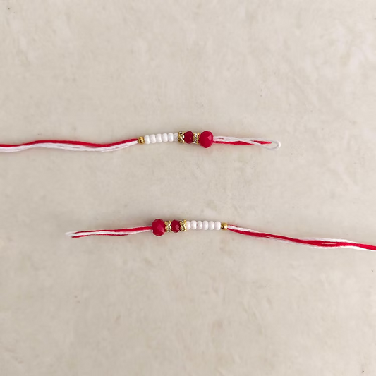Red Readymade Rakhi Thread Pair