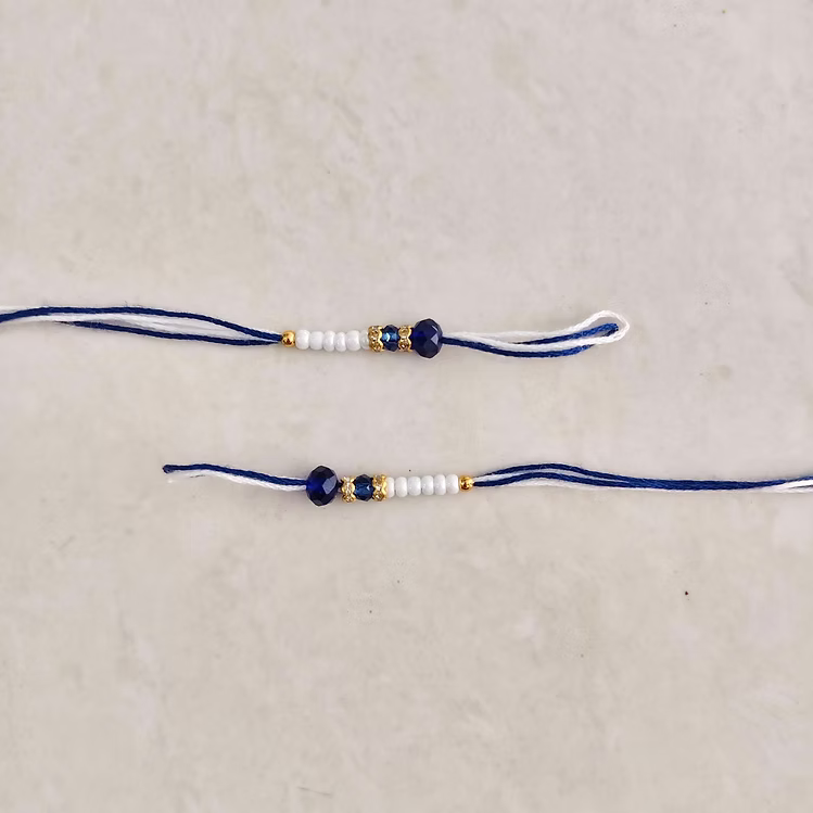 Dark Blue Readymade Rakhi Thread Pair