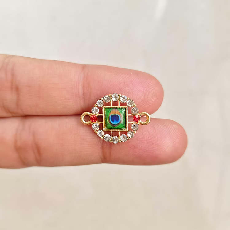 Morpankh Ruby Diamond Rakhi Charm