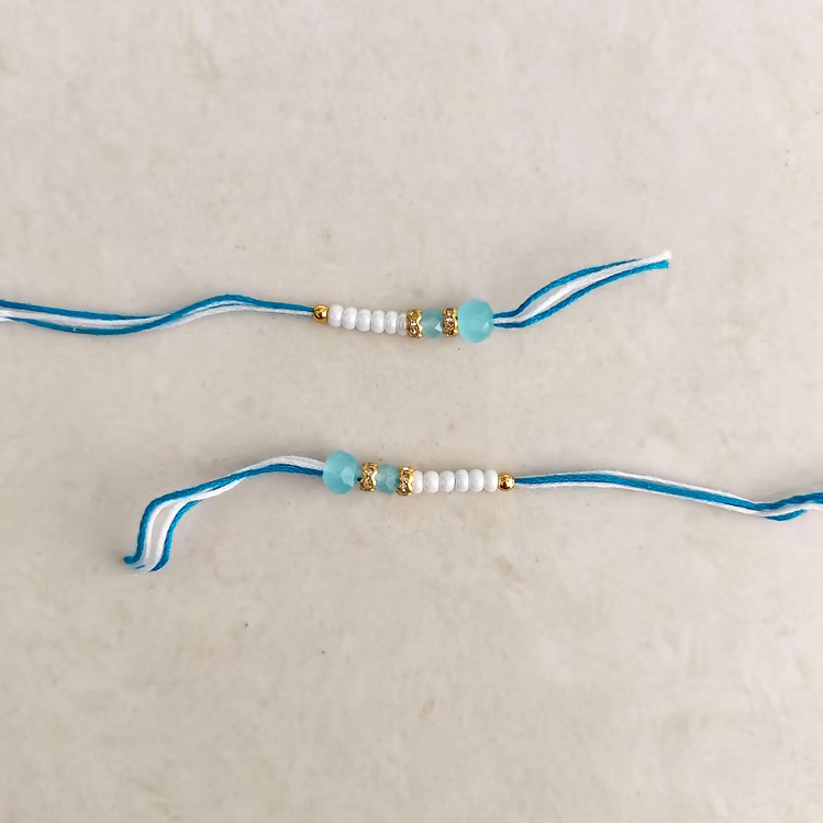 Light  Blue Readymade Rakhi Thread Pair
