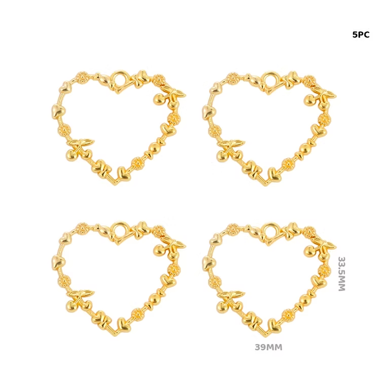 Heart Designer Pendant Bezels Set - 5 pcs