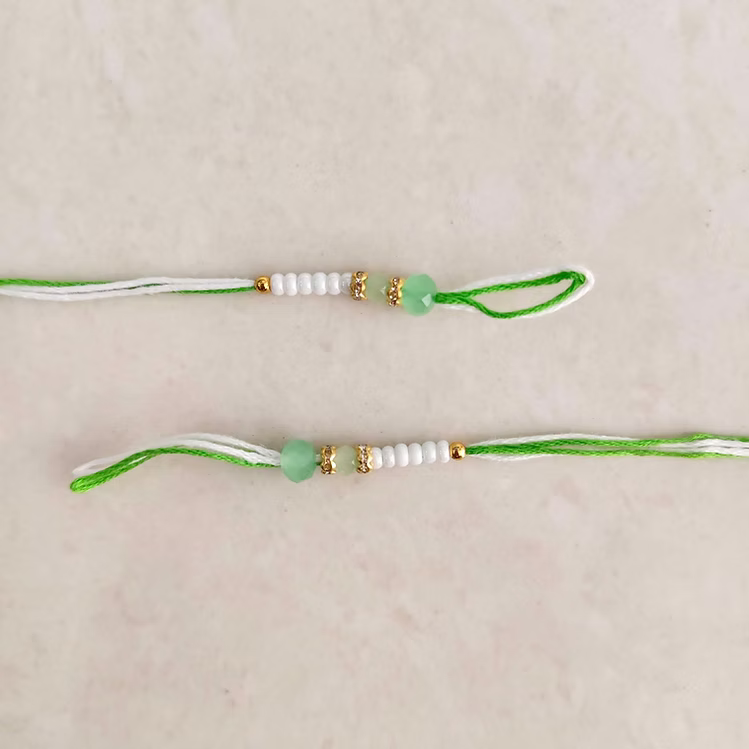 Green Readymade Rakhi Thread Pair