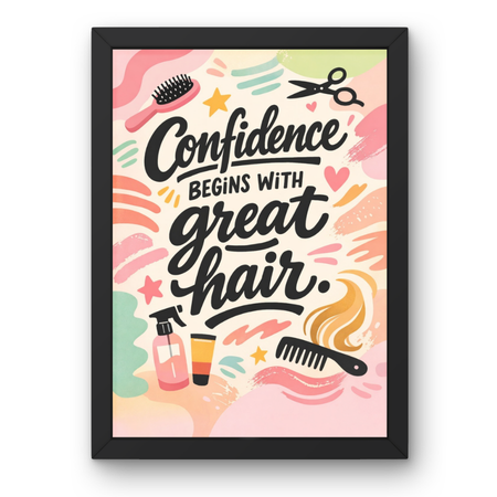 SAL-A-005 Salon Wall Decor A4 Frame | Modern Beauty Parlour & Hair Studio Wall Art with Black Wooden Frame