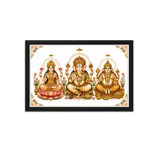 Single Frame Minimal Heritage Manuscript Theme- Luxury Lakshmi Kubera Vinayaka Wall Decor Frame (Copy)