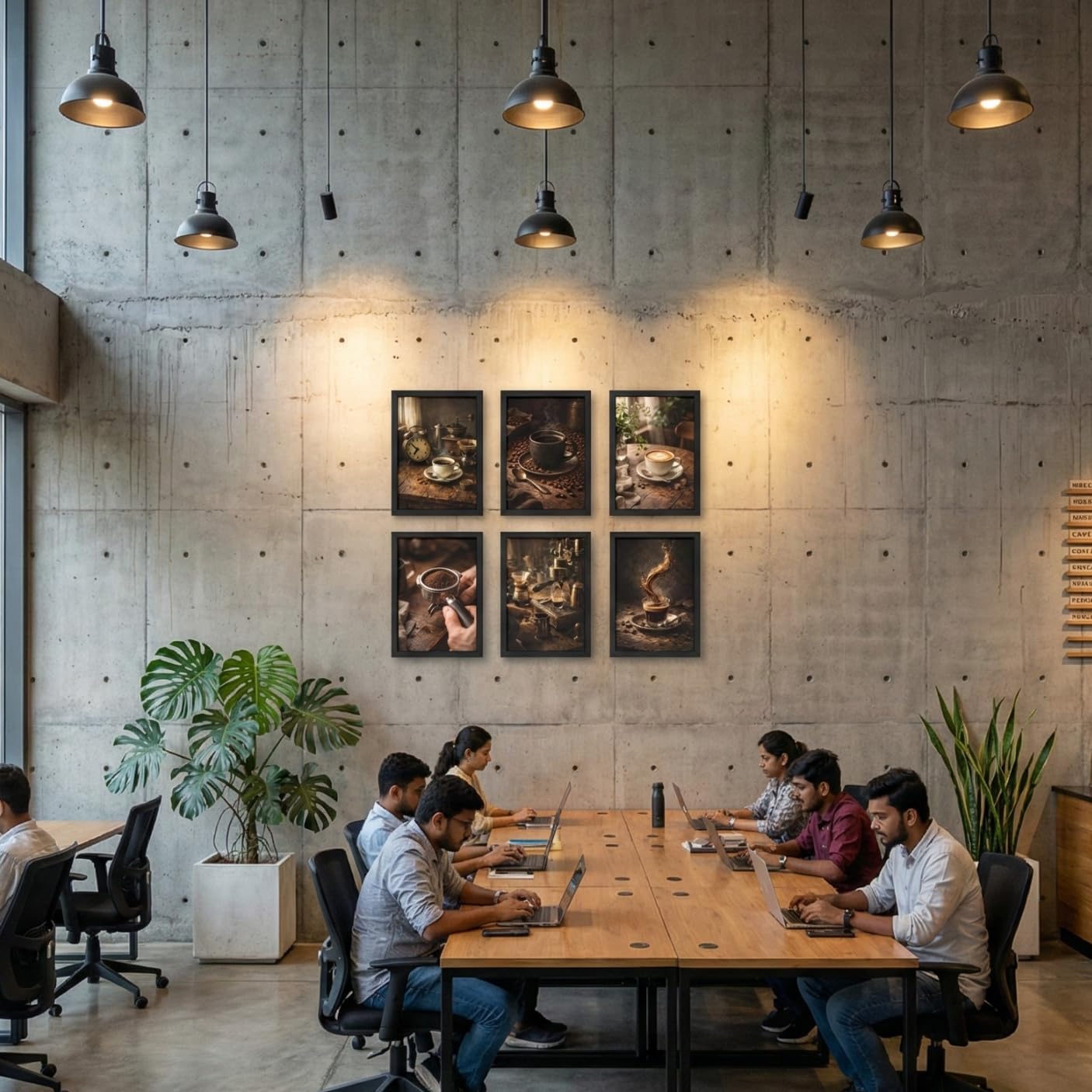 Cafe Wall Art Frames Set of 6 | A4 Posters for Coffee Shop, Bakery, Kitchen & Home Decor | Premium Aesthetic Prints (Cafe 24/7)