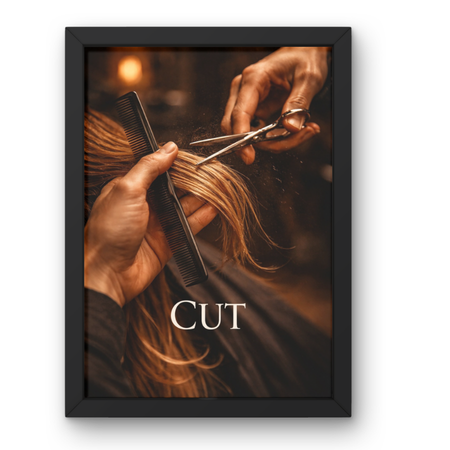SAL-A-007 Salon Wall Decor A4 Frame | Modern Beauty Parlour & Hair Studio Wall Art with Black Wooden Frame