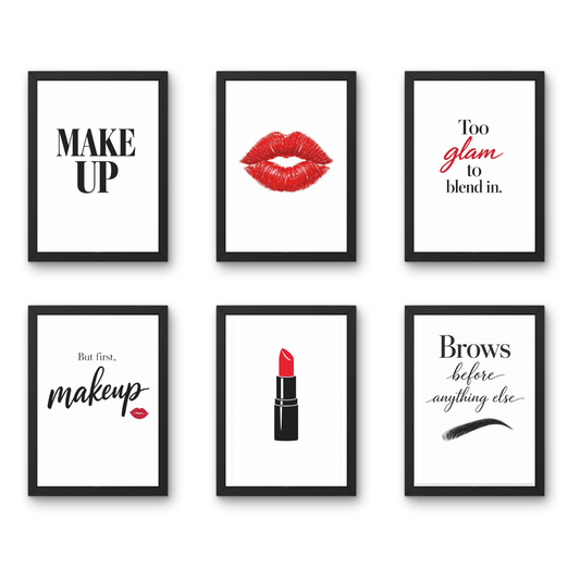 Bold Glam A4 6 Pcs Wooden Black Frame Salon Wall Decor