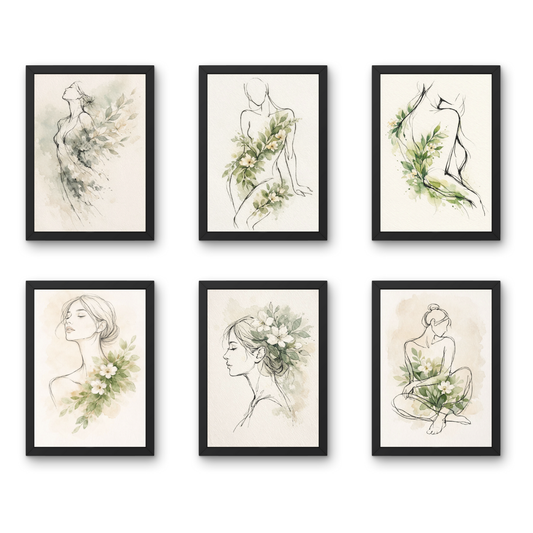 Spa Wall Decor Frames Combo – Set of 6 (9 x 12 Inches) | Calm & Relaxation Art for Spa, Salon, Wellness & Home Decor