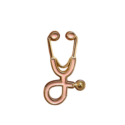 Pink Gold Stethoscope Brooch Enamel Pin