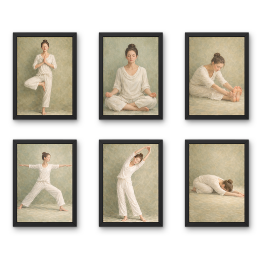 Horizon Calm Set - A4 6 Pcs Wooden Black Frame Yoga Wall Decor