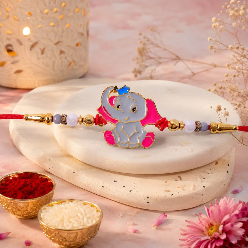 Elephant Kids Rakhi Handcrafted Beaded Thread