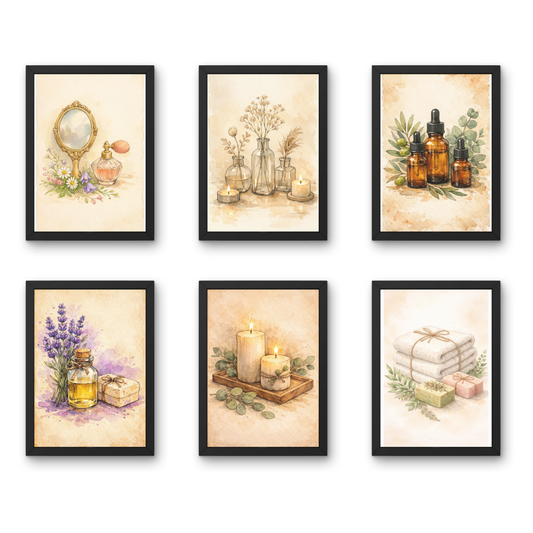 Ritual Objects A4 6 Pcs Wooden Black Frame Spa Wall Decor