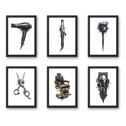 Salon Objects A4 6 Pcs Wooden Black Frame Salon Wall Decor