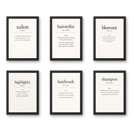 Beauty Dictionary A4 6 Pcs Wooden Black Frame Salon Wall Decor