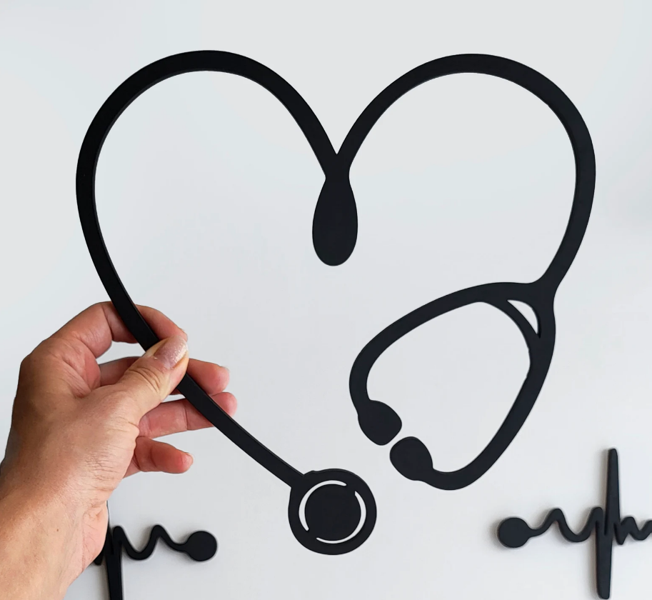 Wooden - Stethoscope Wall Art, Respiratory Therapist Gift, Nurse Practitioner Artwork, Doctor Office Decor, Cardiac Nurse Sign, Medical Hanging