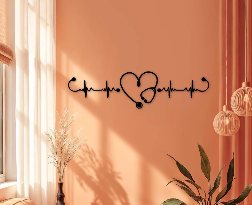 Wooden - Stethoscope Wall Art, Respiratory Therapist Gift, Nurse Practitioner Artwork, Doctor Office Decor, Cardiac Nurse Sign, Medical Hanging
