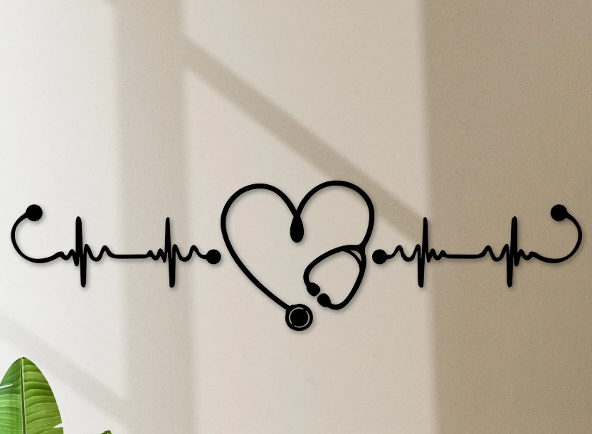Wooden - Stethoscope Wall Art, Respiratory Therapist Gift, Nurse Practitioner Artwork, Doctor Office Decor, Cardiac Nurse Sign, Medical Hanging
