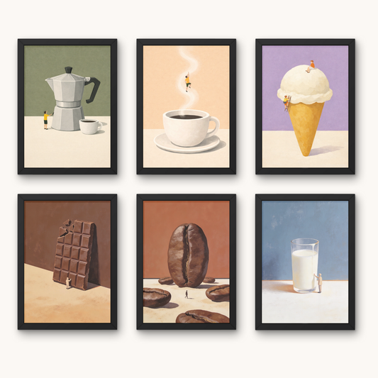 The Art of Pause A4 6 Pcs Wooden Black Frame Cafe Wall Decor