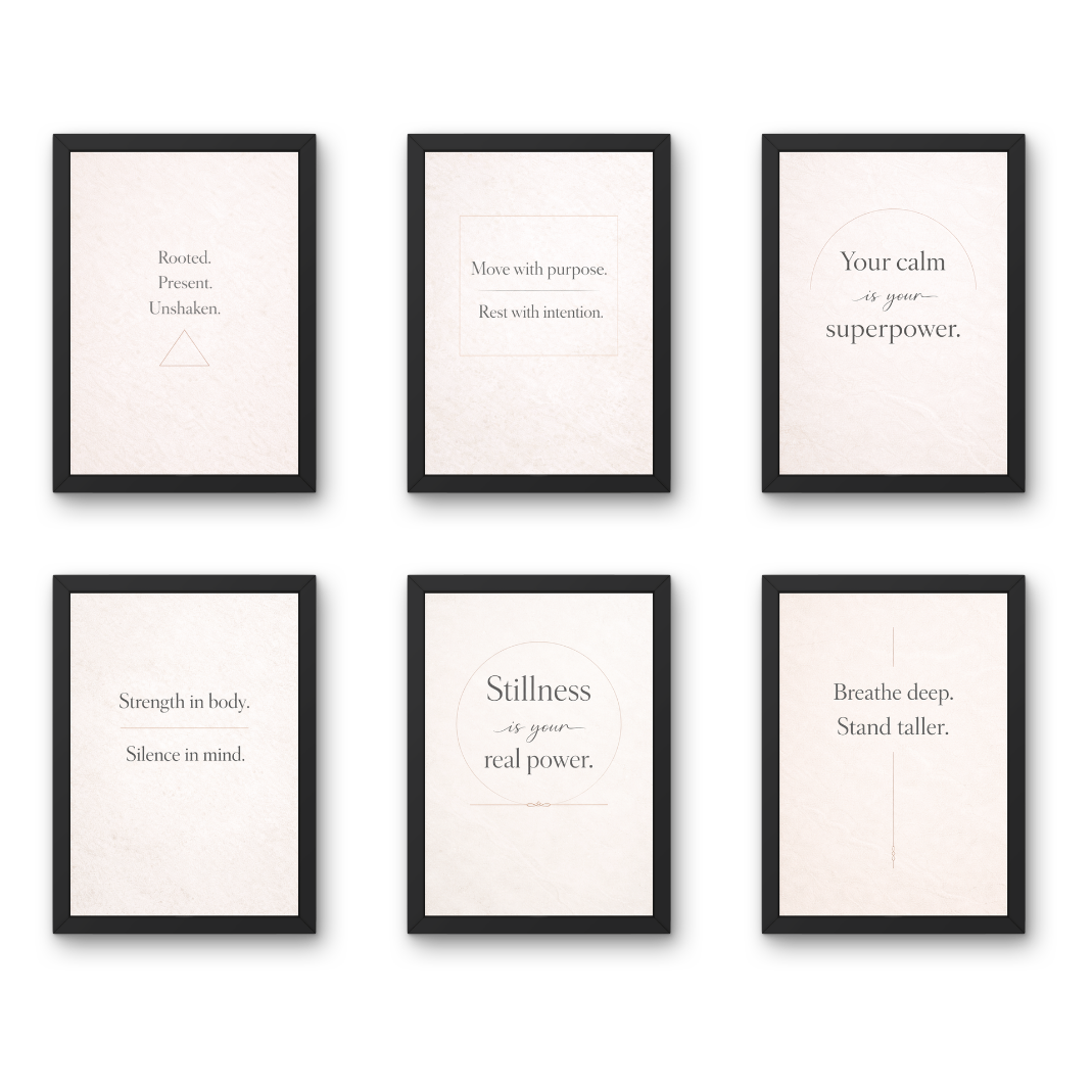 Quotes - A4 6 Pcs Wooden Black Frame Yoga Wall Decor