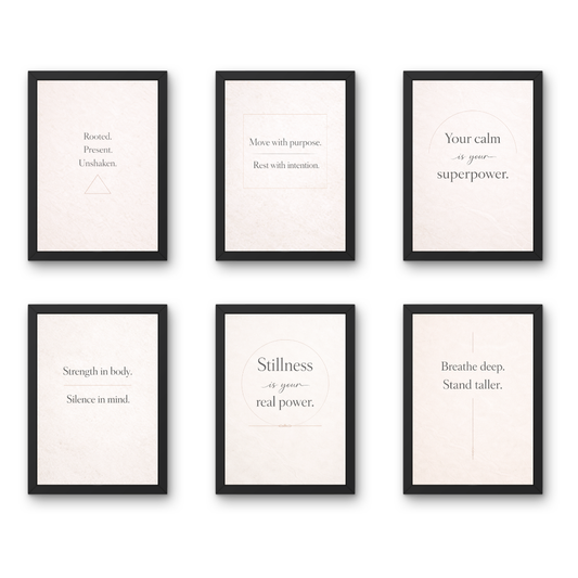 Quotes - A4 6 Pcs Wooden Black Frame Yoga Wall Decor