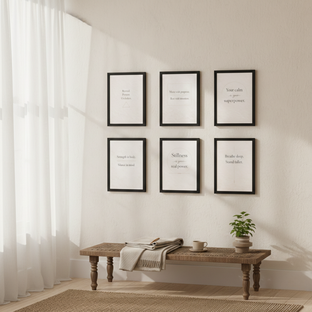 Quotes - A4 6 Pcs Wooden Black Frame Yoga Wall Decor
