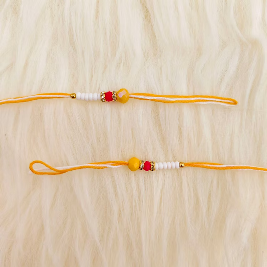 Yellow Readymade Rakhi Thread Pair