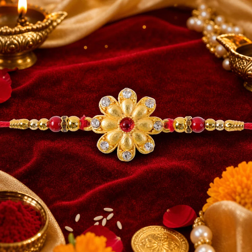 Golden Flower Rakhi for Brother