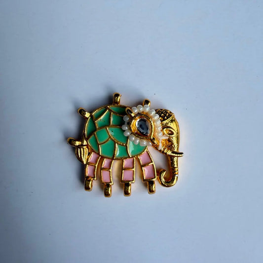 Elephant Kundan charm green