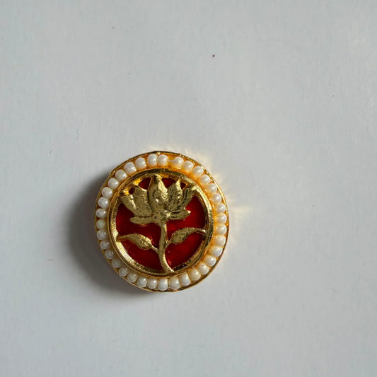 Round Kundan lotus rakhi charm maroon