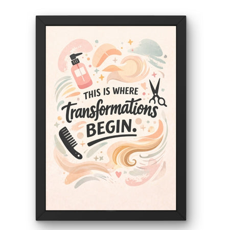 SAL-A-001 Salon Wall Decor A4 Frame | Modern Beauty Parlour & Hair Studio Wall Art with Black Wooden Frame