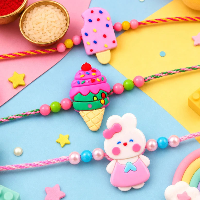 3 Pcs Kids Designer Rakhi Combo Pack Raksha Bandhan